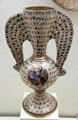 Ceramic vase with wings & heraldic lion from Spain at Cluny Museum. Paris, France.