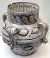 Ceramic oval four-handle vase with metallic decoration from Spain at Cluny Museum. Paris, France.