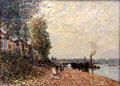 Steam tug boat on Loing River at Saint-Mammès painting by Alfred Sisley at Petit Palace Museum. Paris, France.