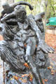 Victor Hugo bronze monument with poet holding hand to calm the Guernsey waves by Auguste Rodin at Rodin Museum Garden. Paris, France.