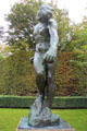 The Shade bronze sculpture from Gates of Hell by Auguste Rodin at Rodin Museum Garden. Paris, France.