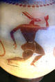 Greek terracotta amphora with athletic rabbit from Rhodes at Louvre Museum. Paris, France.