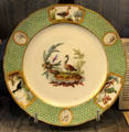 Sèvres porcelain "aux oiseaux Buffon" pattern plate at Sèvres National Ceramic Museum. Paris, France.