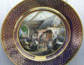 Sèvres porcelain plates showing industrial art of metalwork by Jean-Charles Develly at Sèvres National Ceramic Museum. Paris, France.