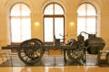 First steam driven road vehicle "Fardier" 1770 by Nicolas Joseph Cugnot military engineer at Arts et Metiers Museum. Paris, France.