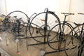 Collection of penny-farthing bikes at Arts et Metiers Museum. Paris, France.
