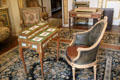 Writing disk & curved armchair in grand salon at Nissim de Camondo Museum. Paris, France.