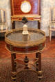 Mahogany center table with gilded bronze railing by Gambier from Breteuil Hotel in Boudoir Louis XVI at Carnavalet Museum. Paris, France