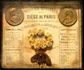 Souvenir plaque with history of the Siege of Paris by Prussian Army Sept. 1870 to late Jan. 1871 at Carnavalet Museum. Paris, France.