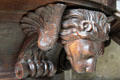 Carved lion representing Evangelist Mark on pulpit in Reims Cathedral. Reims, France.