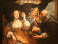 Know Yourself, Young Woman between vice & virtue painting by Jacob Jordaens at Museum of Fine Arts of Rennes. Rennes, France.