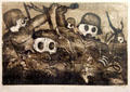 Assault under Gas engraving by Otto Dix at Caen Memorial. Caen, France