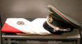 Insignia, flag & cap used by Germans army occupiers in France at Caen Memorial. Caen, France.