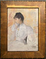 Gilded frame around Young woman in white painting by Jacques-Emile Blanche at Rouen Museum of Fine Arts. Rouen, France.
