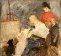 Study of portrait of painter Frits Thaulow & his children painting by Jacques-Emile Blanche at Rouen Museum of Fine Arts. Rouen, France.