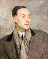 Study of portrait of Paul Morand painting by Jacques-Emile Blanche at Rouen Museum of Fine Arts. Rouen, France.