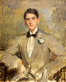 Study of portrait of Jean Cocteau painting by Jacques-Emile Blanche at Rouen Museum of Fine Arts. Rouen, France.