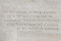 Dedication to 60,000 Canadian in the Great War at Vimy Ridge Memorial. Vimy, France.