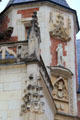 Detail of decorative carvings on octagonal tower of Château de Clos Lucé. Amboise, France.