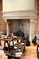 Pigment preparation work bench in da Vinci workshops at Château de Clos Lucé. Amboise, France.