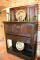Carved wooden cabinet dating from Renaissance in Great Hall at Château de Clos Lucé. Amboise, France.