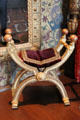 Italian Renaissance replica style folding chair in King's Chamber at Blois Chateau. Blois, France.