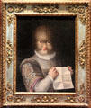 Portrait of Antonietta Gonsalvus who lived in Henri II's court by Lavinia Fontana in Queen's chamber at Blois Chateau. Blois, France.