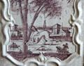 Rabbit tile on ceramic stove from Danzig Poland at Chambord Chateau. Chambord, France.
