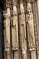 Saints carved surrounding doorway at Chartres Cathedral. Chartres, France.