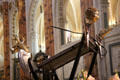 Lectern with symbols of Evangelists at Chartres Cathedral. Chartres, France.
