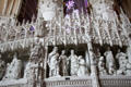 Biblical scenes on carved choir screen at Chartres Cathedral. Chartres, France.