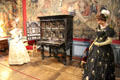 Italian cabinet inlaid with mother of pearl & lapis lazuli with 49 secret drawers in Salon Vauban at Chateau D'Ussé. Ussé, France.