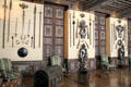 Arms room by Jean Monier with weapons at Cheverny Chateau. Cheverny, France.