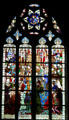 Charles VII coronation in Reims panel from life of Joan of Arc stained glass windows by J. Galland & E. Gibelin at Orleans Cathedral. France.