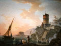 Marine view of a Mediterranean port painting by Charles-François Grenier de la Croix of Marseille at Orleans Beaux Arts Museum. Orleans, France.