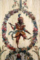 Costumed monkey framed in flowers in Monkey salon at Villa Ephrussi de Rothschild. Saint Jean Cap Ferrat, France.