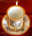 Cup & saucer depicting Napoleon on campaign, Sevres porcelain, 1st Empire at Masséna Museum. Nice, France.