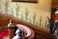 Stairwell with Art Nouveau wall paper at Lumière Museum. Lyon, France.