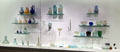 Collection of Roman glass objects from daily life at Musée de la Romanité. Nimes, France.