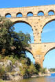 Three levels of arches at Pont du Gard. Nimes, France.