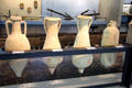 Roman-era ceramic amphorae of various designs were tapered to fit the hulls of ships at Arles Antiquities Museum. Arles, France.