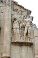 Relief of woman & man flanking tree trunk on Arch at Glanum Roman Ruins. Saint-Rémy-de-Provence, France.