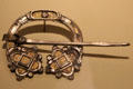 Silver Irish penannular brooch at National Museum of Ireland Archaeology. Dublin, Ireland.