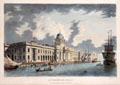 Custom House, Dublin aquatint print by James Malton at Little Museum of Dublin. Dublin, Ireland.