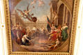 King George III flanked by Britannia & Hibernia painting by Vincenzo Waldré on ceiling of St Patrick's Hall at Dublin Castle. Dublin, Ireland.
