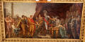 King Henry II receiving submission of Irish chieftains painting by Vincenzo Waldré on ceiling of St Patrick's Hall at Dublin Castle. Dublin, Ireland.
