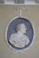 Portrait relief in neoclassical style in entrance hall at Rathfarnham Castle. Dublin, Ireland.