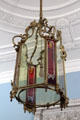 Glass & brass ceiling lamp at Emo Court. Ireland.
