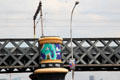 Artwork on Loopline rail bridge over River Liffey. Dublin, Ireland.