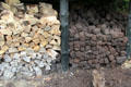 Wood & peat used for heating at Muckross Traditional Farms in Killarney National Park. Killarney, Ireland.